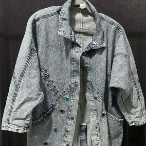 Vintage 80s Oversized Route 66 Denim Jacket with Embellishments Fashion Levi’s